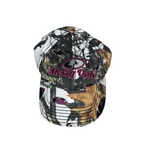 Mossy Oak Pink Camo Hat Factory Distressed Camouflage Hook Loop Baseball Cap